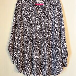 LOFT Brown and Cream Patterned Blouse!